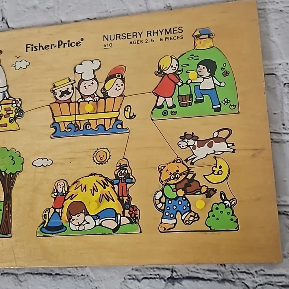 Vintage wooden fisher price nursery rhyme puzzle